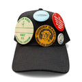 Black 6-Panel Vintage Pins Reworked Embroidered Hat