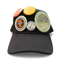 Black 6-Panel Vintage Pins Reworked Embroidered Hat