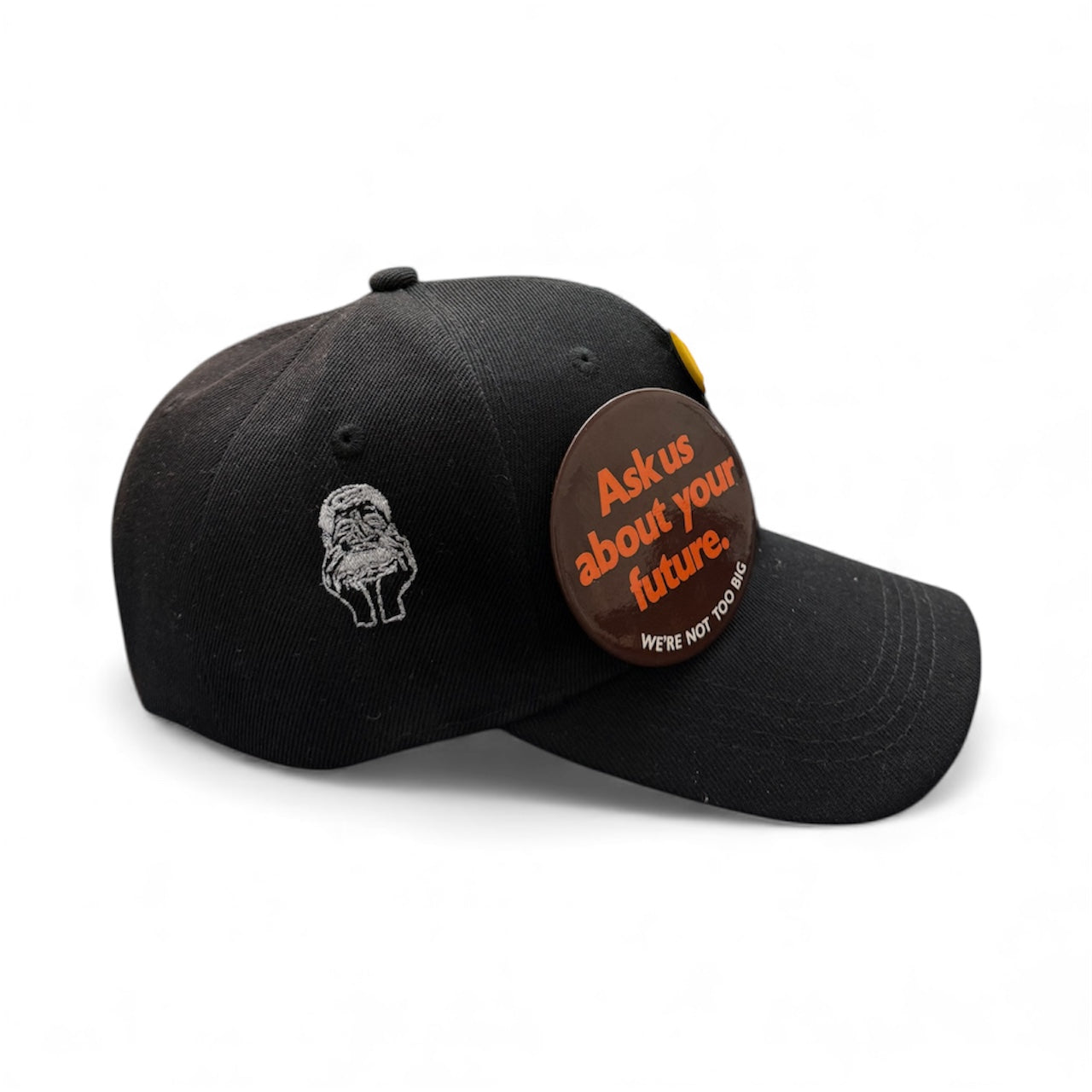 Black 6-Panel Vintage Pins Reworked Embroidered Hat