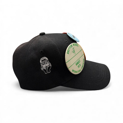 Black 6-Panel Vintage Pins Reworked Embroidered Hat